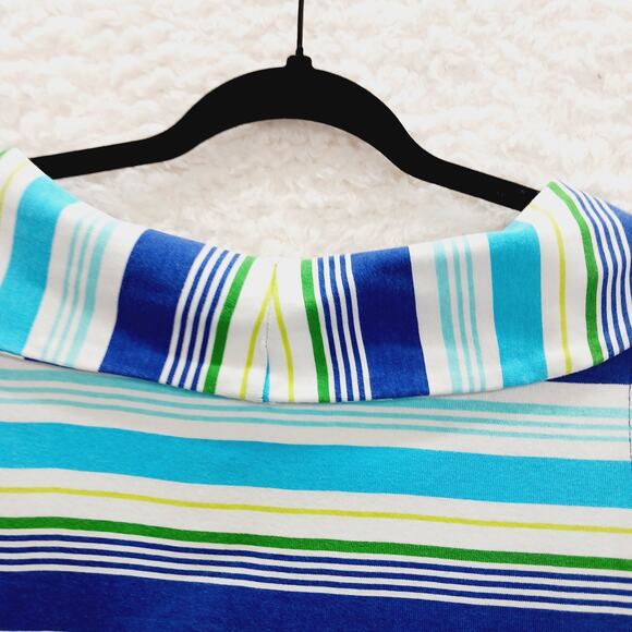 Tank Top Size L Striped Nautical Resortwear Cruise Sailorcore Preppy Blue Resort - Picture 3 of 13